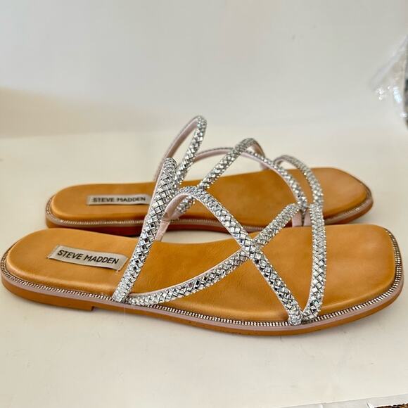Steve Madden sparkly strappy sandals size 9 silver and crystals - Picture 4 of 7